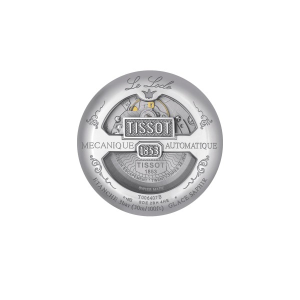 Montre Tissot T-Classic Le Locle Powermatic 80 cadran noir chiffres romains bracelet cuir noir 39,3 mm T006.407.16.053.00