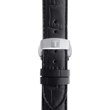 Montre Tissot T-Classic Le Locle Powermatic 80 cadran noir chiffres romains bracelet cuir noir 39,3 mm T006.407.16.053.00