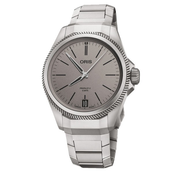 Montre Oris ProPilot X Calibre 400 Titane automatique cadran gris bracelet titane 39 mm