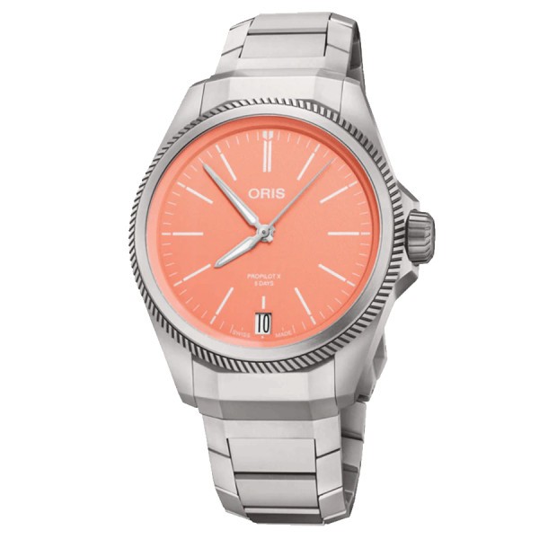 Oris ProPilot X Calibre 400 Titanium automatic watch salmon dial titanium bracelet 39 mm