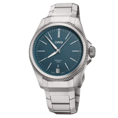Oris ProPilot X Calibre 400 Titanium automatic watch blue dial titanium bracelet 39 mm