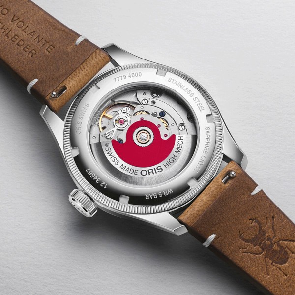 Montre Oris X Cervo Volante Big Crown Pointer Date automatique cadran vert bracelet cuir 38 mm