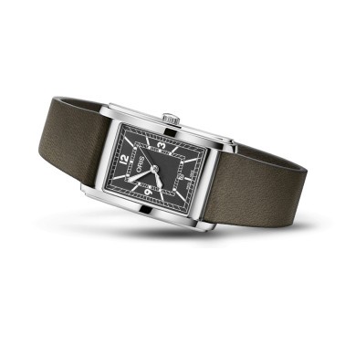 Montre Oris Rectangular automatique cadran vert bracelet cuir 25.50 x 38.00 mm
