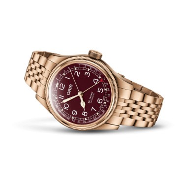 Montre Oris Big Crown Bronze Pointer Date Automatique cadran rouge bracelet bronze 40 mm