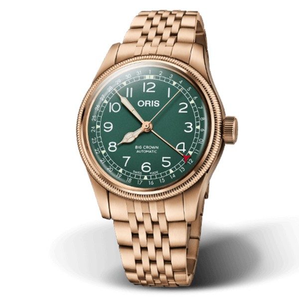 Oris Big Crown Bronze Pointer Date Automatic watch green dial bronze bracelet 40 mm