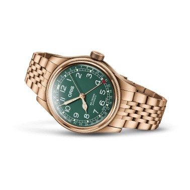 Montre Oris Big Crown Bronze Pointer Date Automatique cadran vert bracelet bronze 40 mm