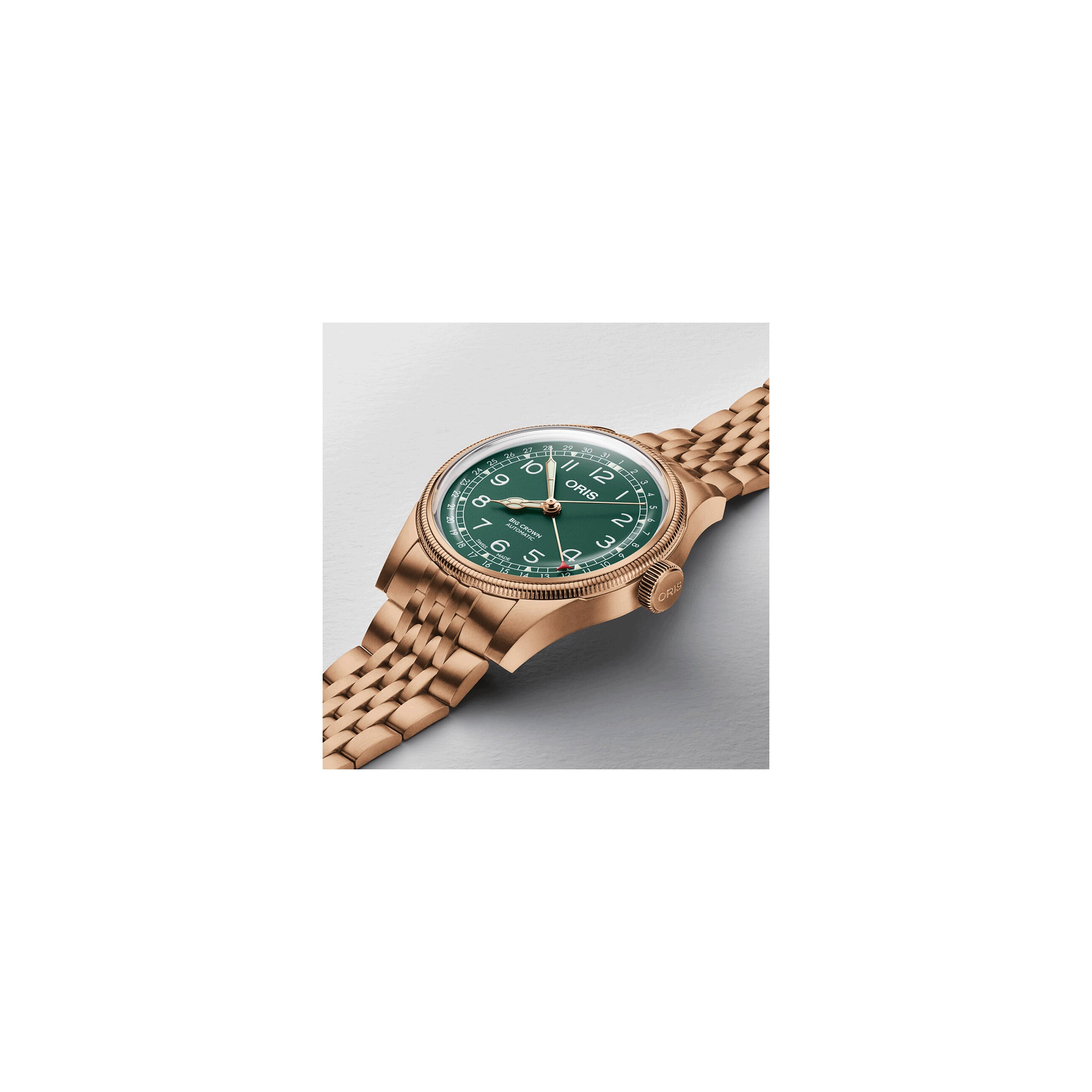 Oris Big Crown Bronze Pointer Date Automatic Green Dial Watch Lepage