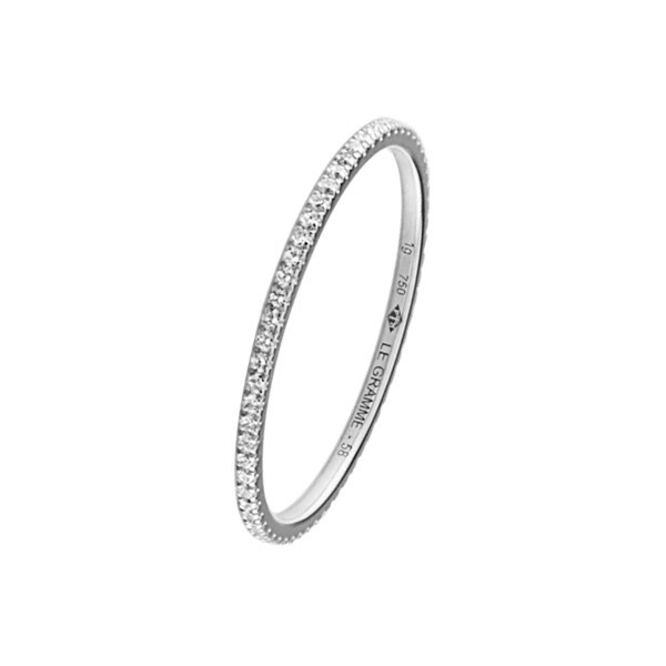 Alliance Le Gramme La 1g en or blanc 750 Lisse Poli et diamants en tour complet LG_AOBPO013_01