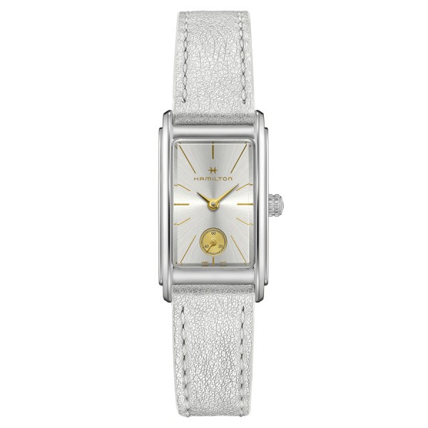 Hamilton American Classic Ardmore quartz watch silver dial white leather strap 27 mm H11221850