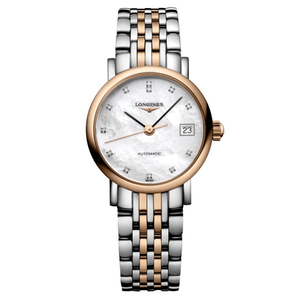 Longines Elegant Collection automatic watch with diamond markers white mother-of-pearl 25.5 mm L4.309.5.87.7