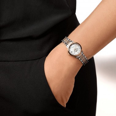 Montre Longines Elegant Collection automatique index diamants cadran nacre blanche 25,5 mm L4.309.5.87.7