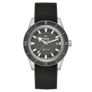 Rado Captain Cook Automatic Travel Pouch watch grey dial brown leather strap 42 mm R32505019