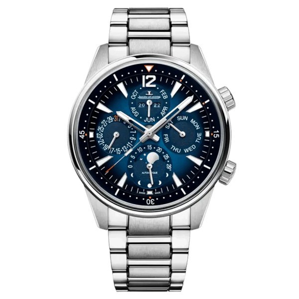 Montre Jaeger-LeCoultre Polaris Perpetual Calendar automatique cadran bleu bracelet acier 42 mm Q9088180