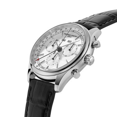 Montre Frédérique Constant Classics Quartz Chronographe Triple calendrier cadran blanc bracelet cuir 40 mm