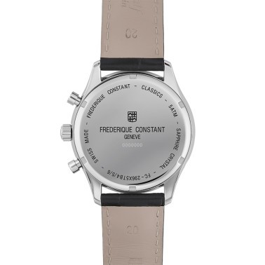 Montre Frédérique Constant Classics Quartz Chronographe Triple calendrier cadran blanc bracelet cuir 40 mm
