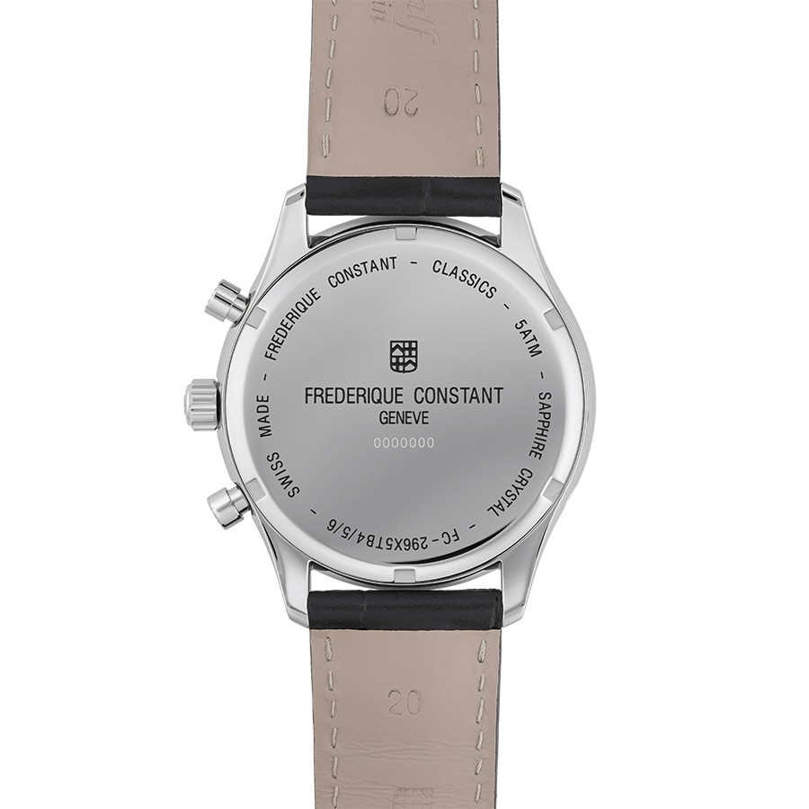 Montre Frédérique Constant Classics Quartz Chronographe Triple calendrier cadran blanc bracelet cuir 40 mm