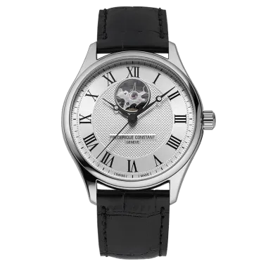 Montre Frédérique Constant Classics Heart Beat Automatic cadran blanc bracelet cuir 40 mm