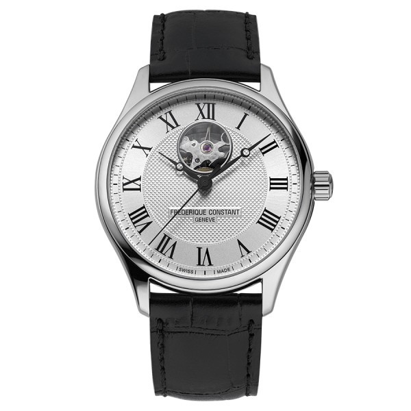 Montre Frédérique Constant Classics Heart Beat Automatic cadran blanc bracelet cuir 40 mm