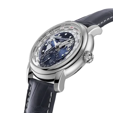 Frédérique Constant Classics Worldtimer Manufacture Automatic watch blue dial leather strap 42 mm