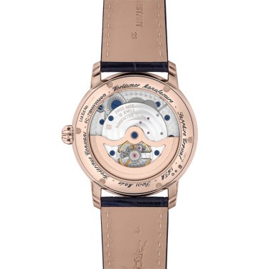 Montre Frédérique Constant Classics Worldtimer Manufacture Automatique or rose cadran bleu bracelet cuir 42 mm
