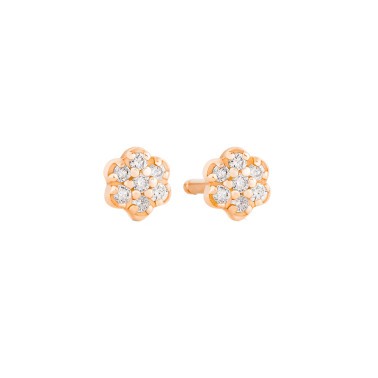Puces Ginette NY Be Mine Lotus en or rose et diamants BOBELO01D