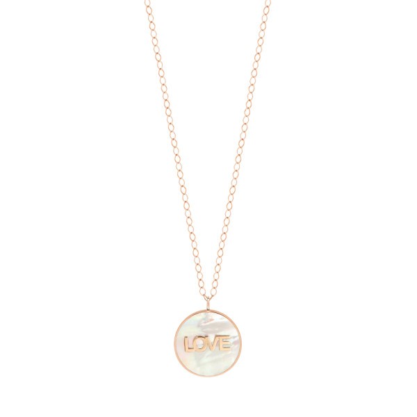 Collier Ginette NY Jumbo Ever Disc Love en or rose et nacre EVEP1