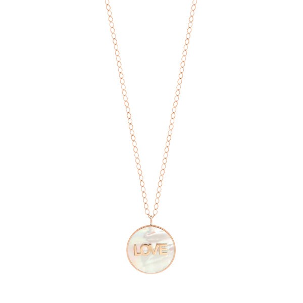 Collier Ginette NY Jumbo Ever Disc Love en or rose et nacre EVEP1