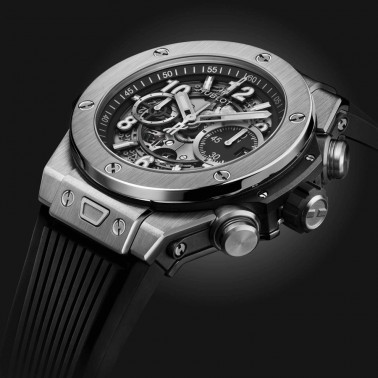 Montre Hublot Big Bang Unico Titanium automatique cadran squelette bracelet caoutchouc noir 44 mm 421.NX.1170.RX