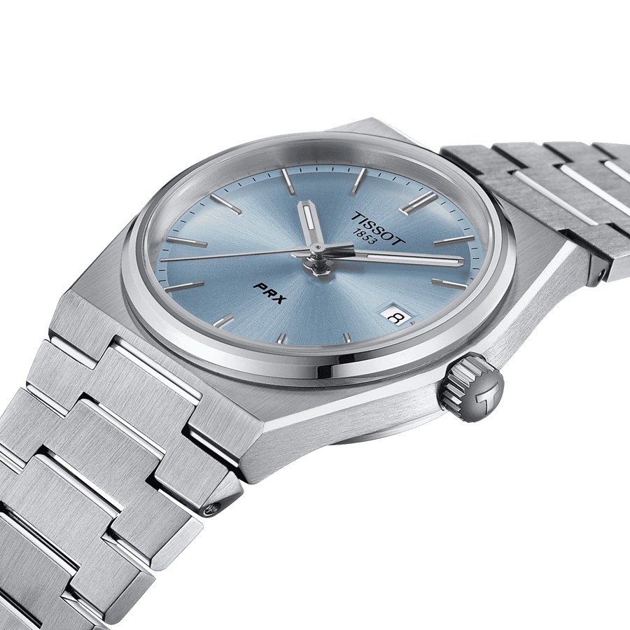 Montre Tissot T-Classic PRX quartz cadran bleu clair bracelet acier 35 mm T137.210.11.351.00