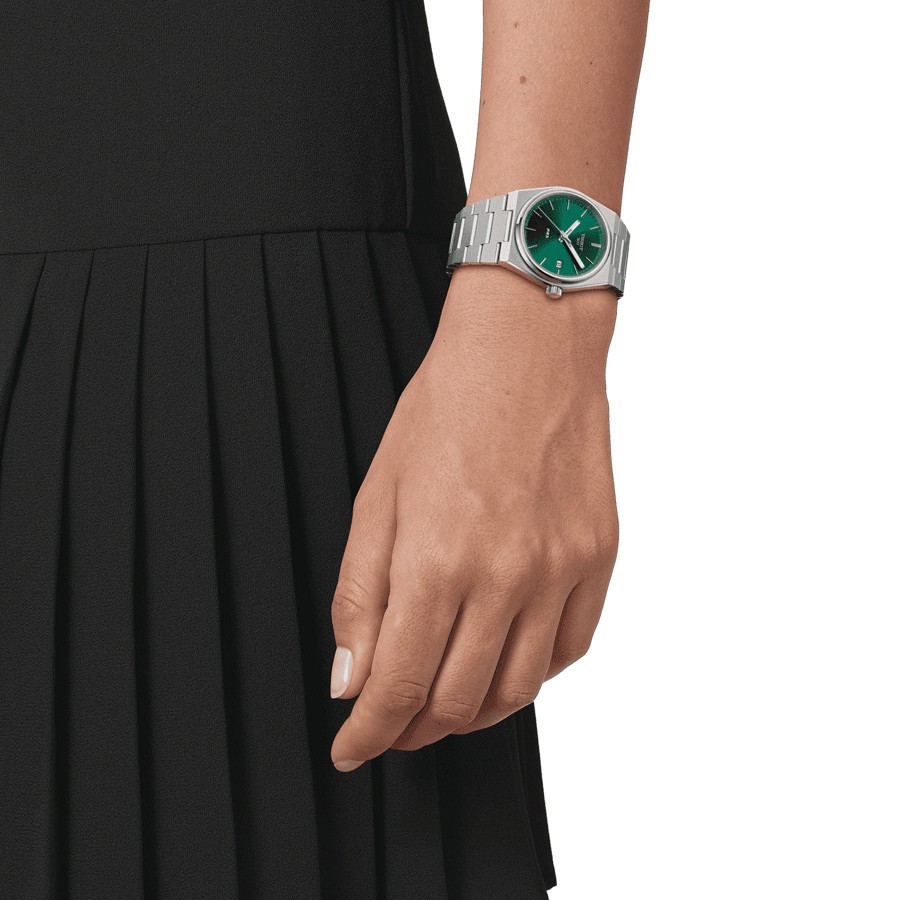 Montre Tissot T-Classic PRX quartz cadran vert bracelet acier 35 mm T137.210.11.081.00