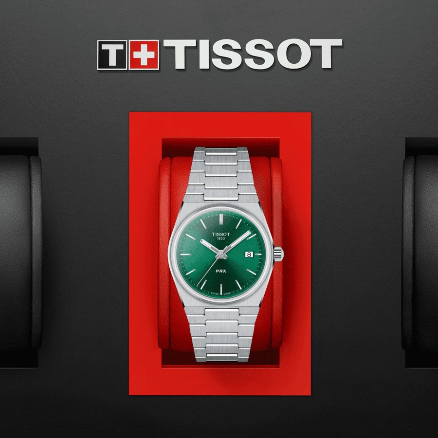 Montre Tissot T-Classic PRX quartz cadran vert bracelet acier 35 mm T137.210.11.081.00