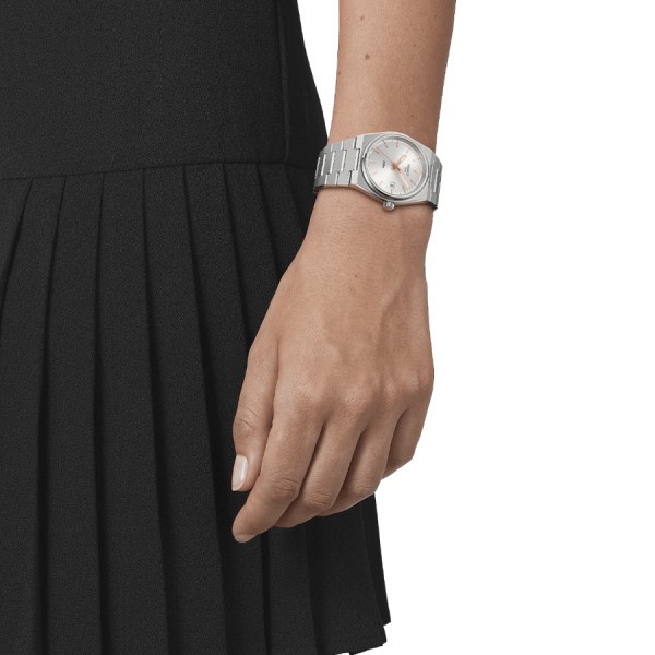 Tissot T-Classic PRX quartz watch silver dial steel bracelet 35 mm