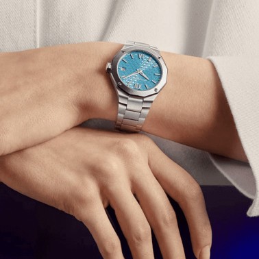 Watch Baume et Mercier Riviera quartz blue dial steel bracelet 36 mm