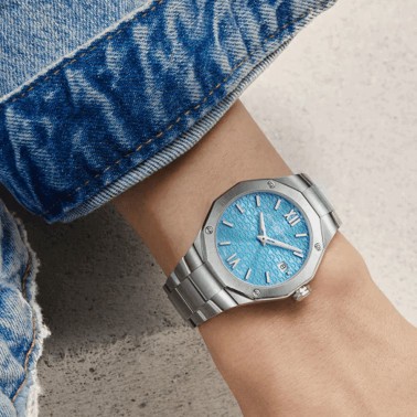 Watch Baume et Mercier Riviera quartz blue dial steel bracelet 36 mm