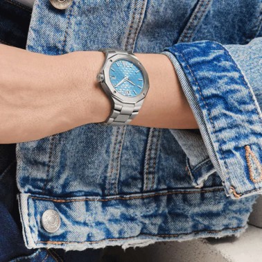 Watch Baume et Mercier Riviera quartz blue dial steel bracelet 36 mm