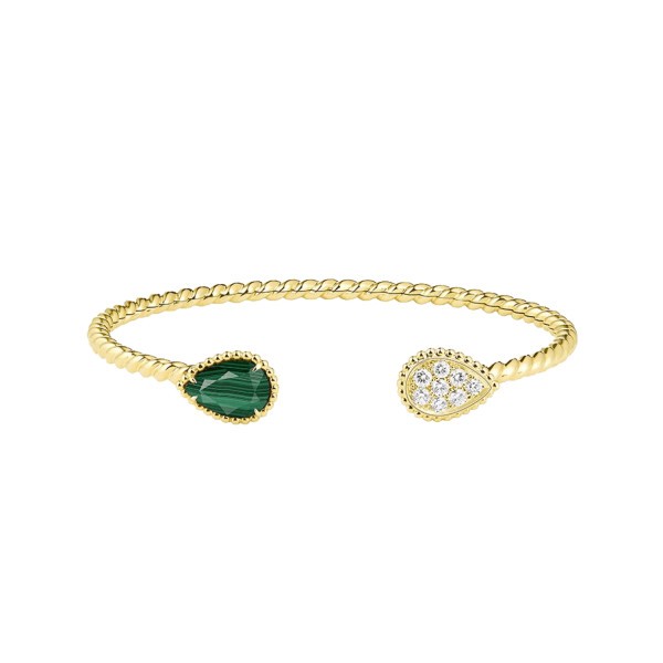 Boucheron Serpent Bohème band in yellow gold, diamonds and malachite JBT00941