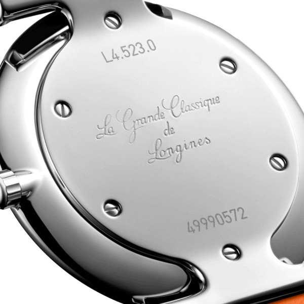 Montre Longines La Grande Classique quartz lunette sertie cadran orange 29 mm L4.523.0.92.2