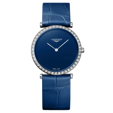 Montre Longines La Grande Classique quartz lunette sertie cadran bleu 29 mm L4.523.0.90.2