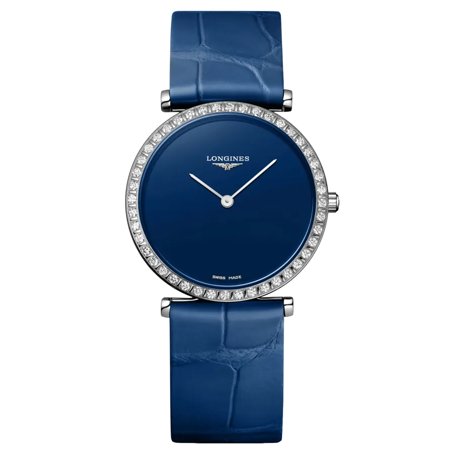 Montre Longines La Grande Classique quartz lunette sertie cadran bleu 29 mm L4.523.0.90.2
