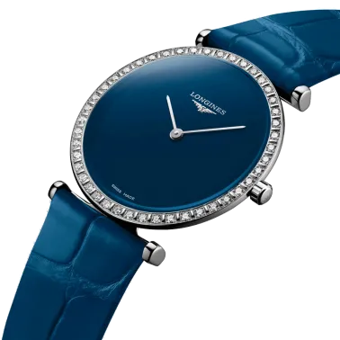 Montre Longines La Grande Classique quartz lunette sertie cadran bleu 29 mm L4.523.0.90.2