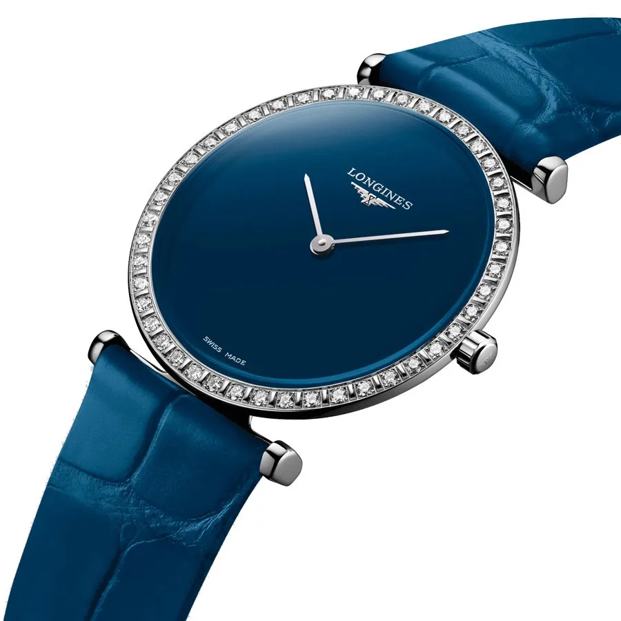 Montre Longines La Grande Classique quartz lunette sertie cadran bleu 29 mm L4.523.0.90.2