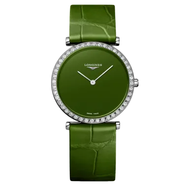 Montre Longines La Grande Classique quartz lunette sertie cadran vert 29 mm L4.523.0.60.2