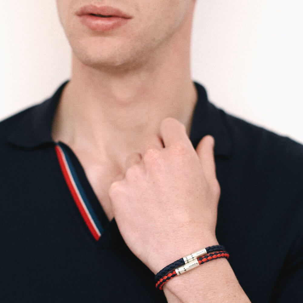 【関税込み】Le Gramme レッド Nato Cable Le 7g ブレスレット LE GRAMME Nato Cable Bracelet Red/Sterling Silver 7g at