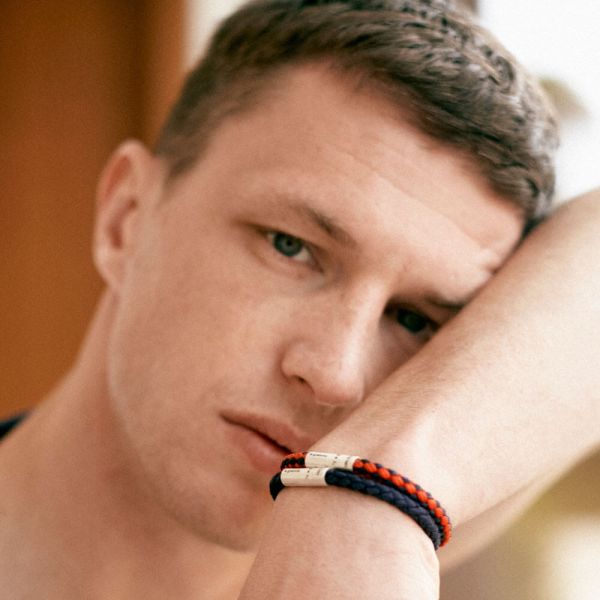 Le Gramme x Orlebar Brown Cable Le 7g bracelet navy and red
