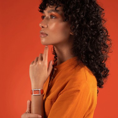 Montre Longines DolceVita quartz cadran orange bracelet cuir orange 23,30 x 37 mm L5.512.4.92.2