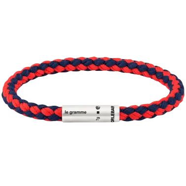 Bracelet Le Gramme x Orlebar Brown Câble nato marine et rouge Le 7g LG_CARBRNMR051_07OB