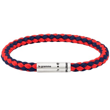 Bracelet Le Gramme x Orlebar Brown Câble nato marine et rouge Le 7g