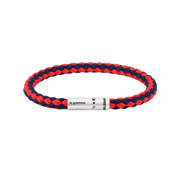 Bracelet Le Gramme x Orlebar Brown Câble nato marine et rouge Le 7g LG_CARBRNMR051_07OB