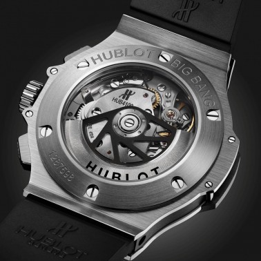 Montre Hublot Big Bang Steel Ceramic cadran effet carbone bracelet caoutchouc noir 44 mm