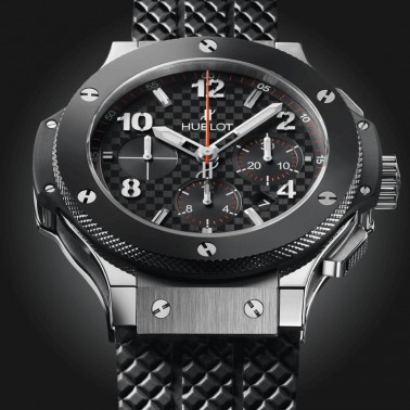 Montre Hublot Big Bang Steel Ceramic cadran effet carbone bracelet caoutchouc noir 44 mm
